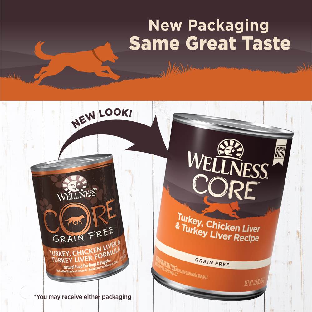 Wellness CORE Grain-Free Turkey, Chicken Liver & Turkey Liver Canned ...