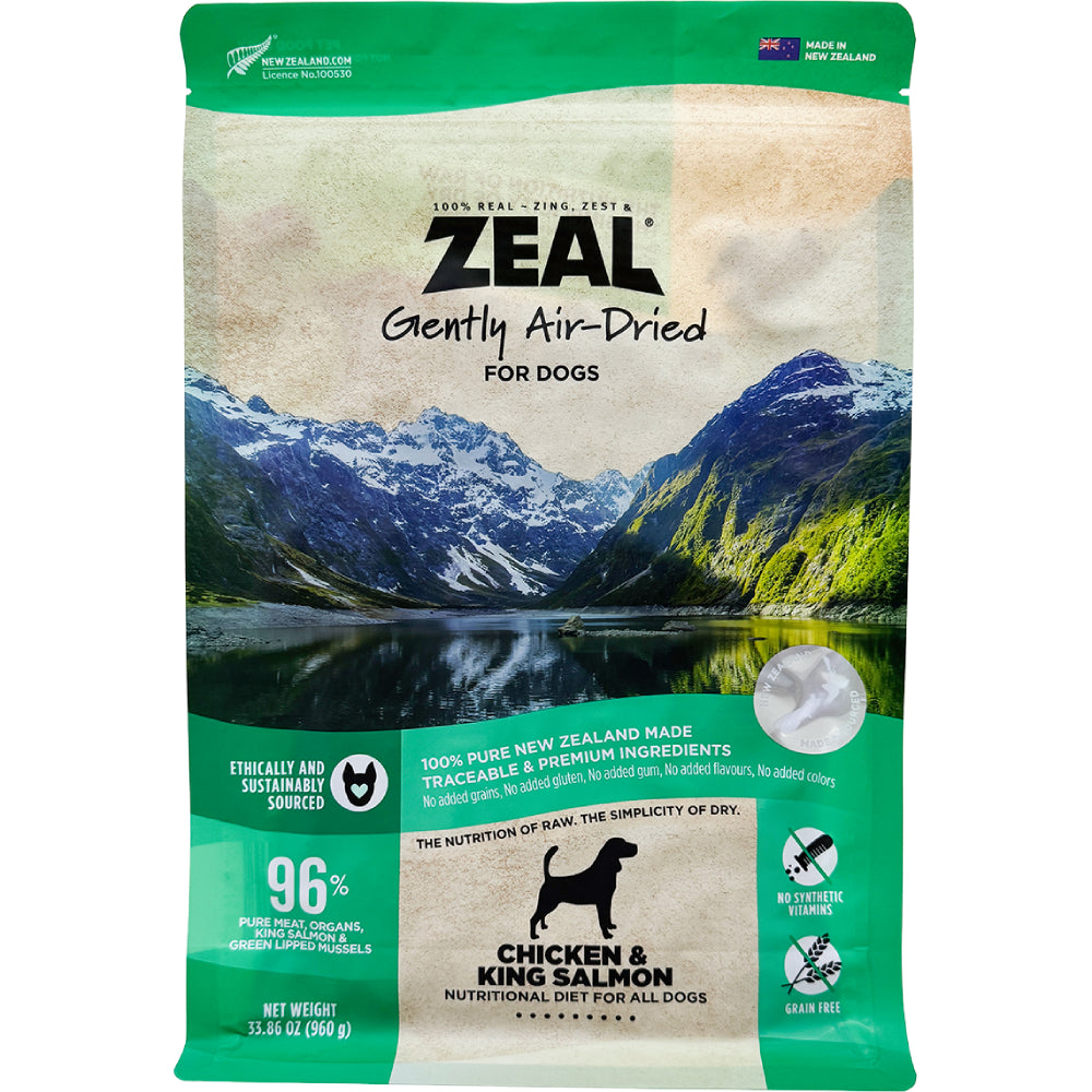Zeal Chicken & King Salmon Gently Air-Dried Dog Food | Kohepets