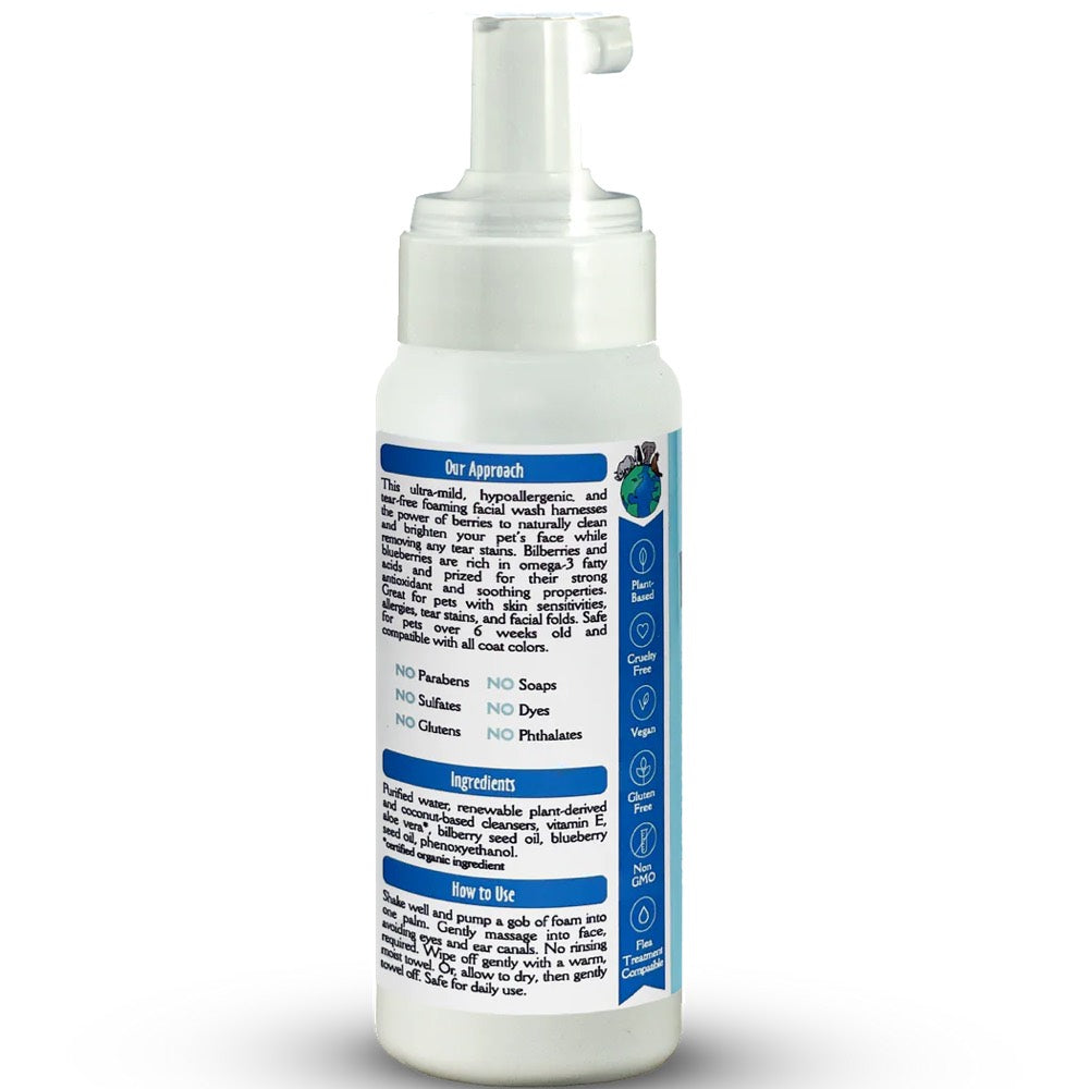 Earthbath Bilberry & Blueberry Foaming Facial Wash For Cats & Dogs 8oz