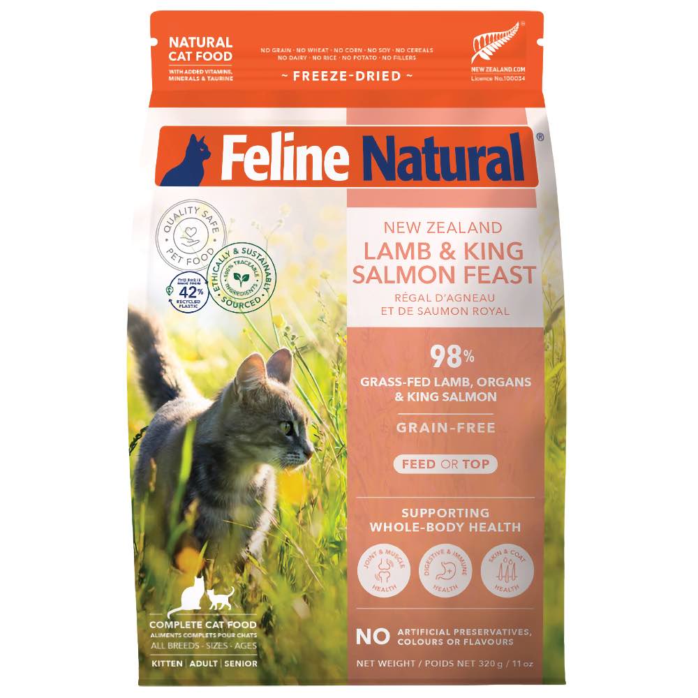 Feline Natural キャットフード 2種セット 320g Feline Natural Lamb & Salmon Feast Freeze Dried Raw Cat Food