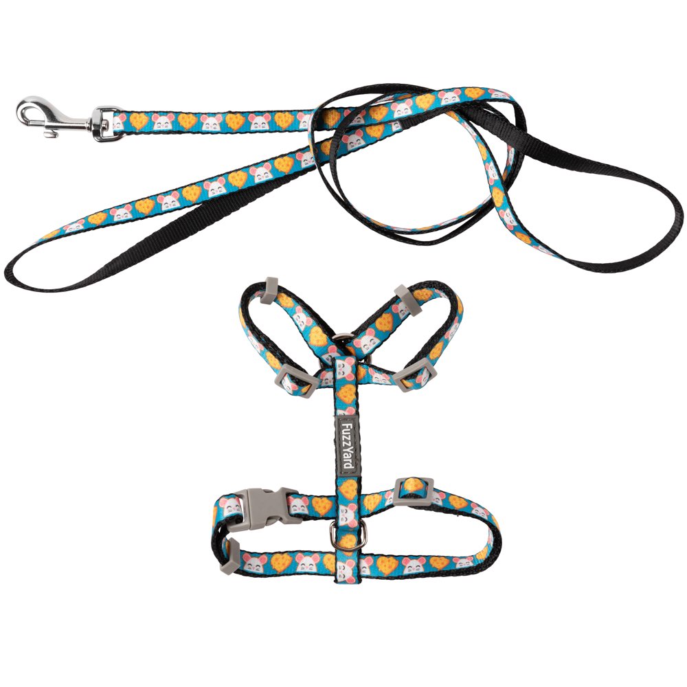 FuzzYard Cat Harness & Leash Walking Set (Cheesy Hearts) | Kohepets
