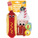 GiGwi Foody Friendz Interactive Plush Dog Toy (Hot Dog & Root Beer Float)