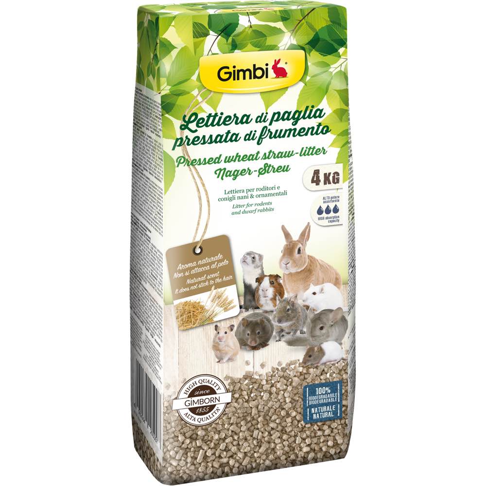 Gimbi Pressed Wheat Straw Litter Bedding For Small Animals 4kg Kohepets