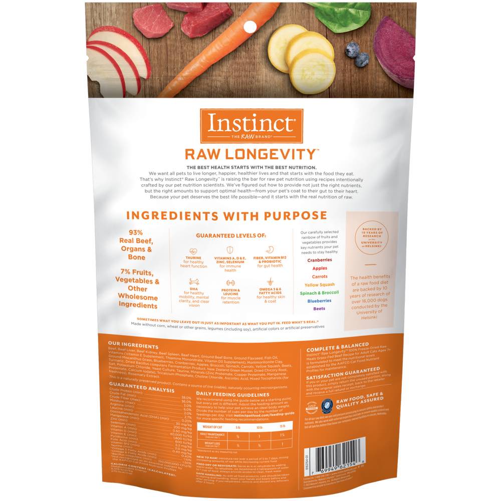 Instinct Raw Longevity 7+ Beef GrainFree Adult & Senior FreezeDried