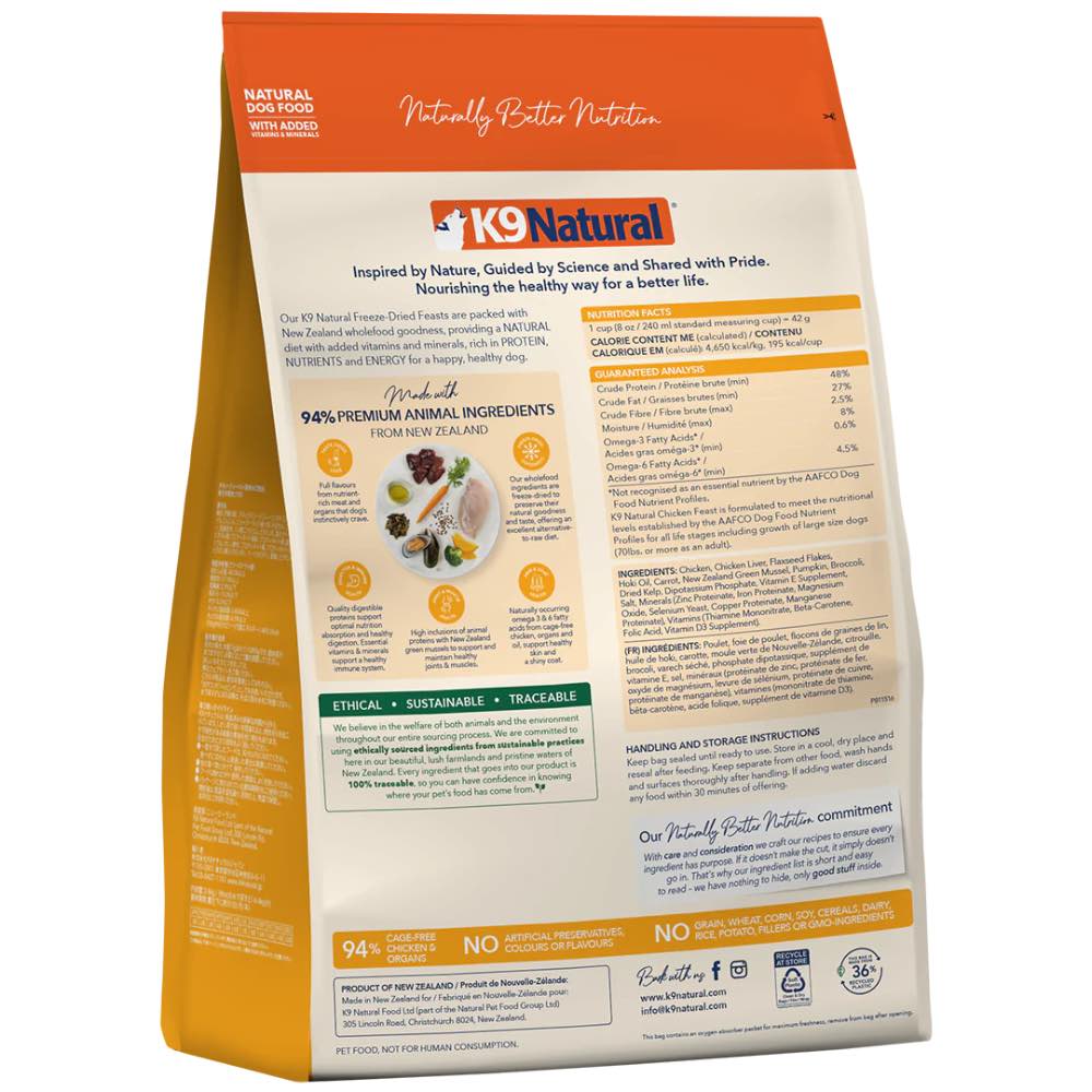 K9 Natural Chicken Feast Grain-Free Freeze-Dried Raw Dog Food