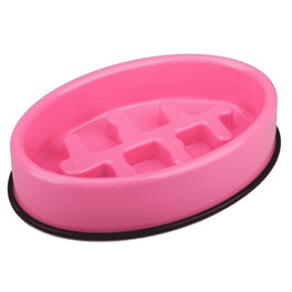 : M-Pets Fishbone Slow Feed Oval Dog Bowl (Pink)