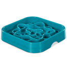Messy Mutts & Cats Interactive Square Slow Feeder Bowl For Cats & Dogs (Blue)