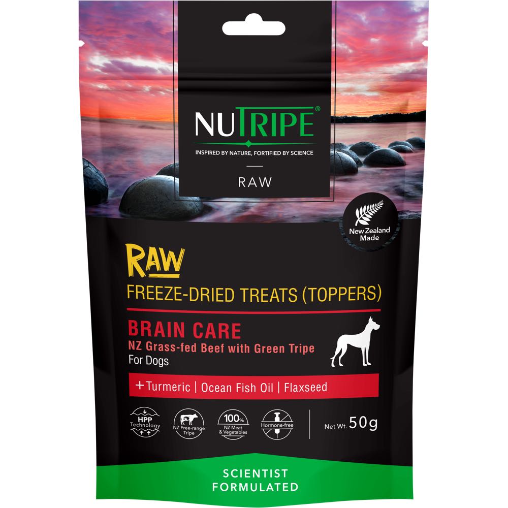 Nutripe Raw Brain Care Beef With Green Tripe FreezeDried Dog Treats