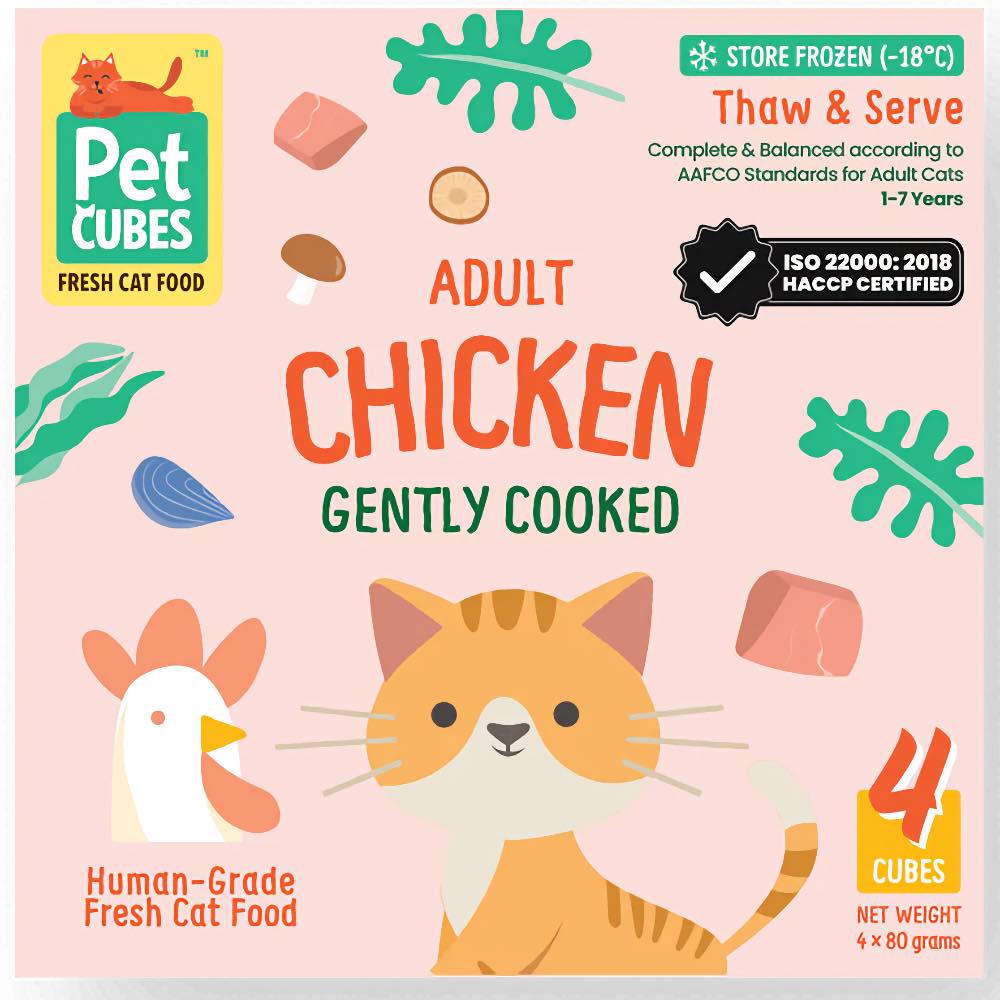 PetCubes Gently Cooked Chicken Frozen Cat Food | Kohepets