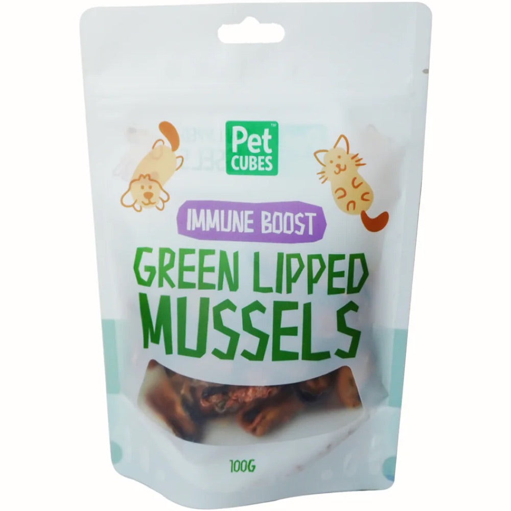 PetCubes Green Lipped Mussels GrainFree Treats For Cats & Dogs 100g