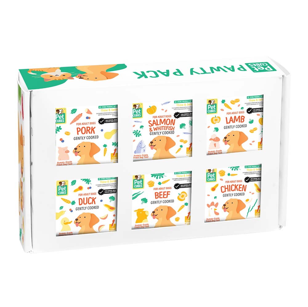 ドッグフード Yu...ka PetCubes Pawty Pack Gently Cooked Frozen Dog Food Trial Kit 480g