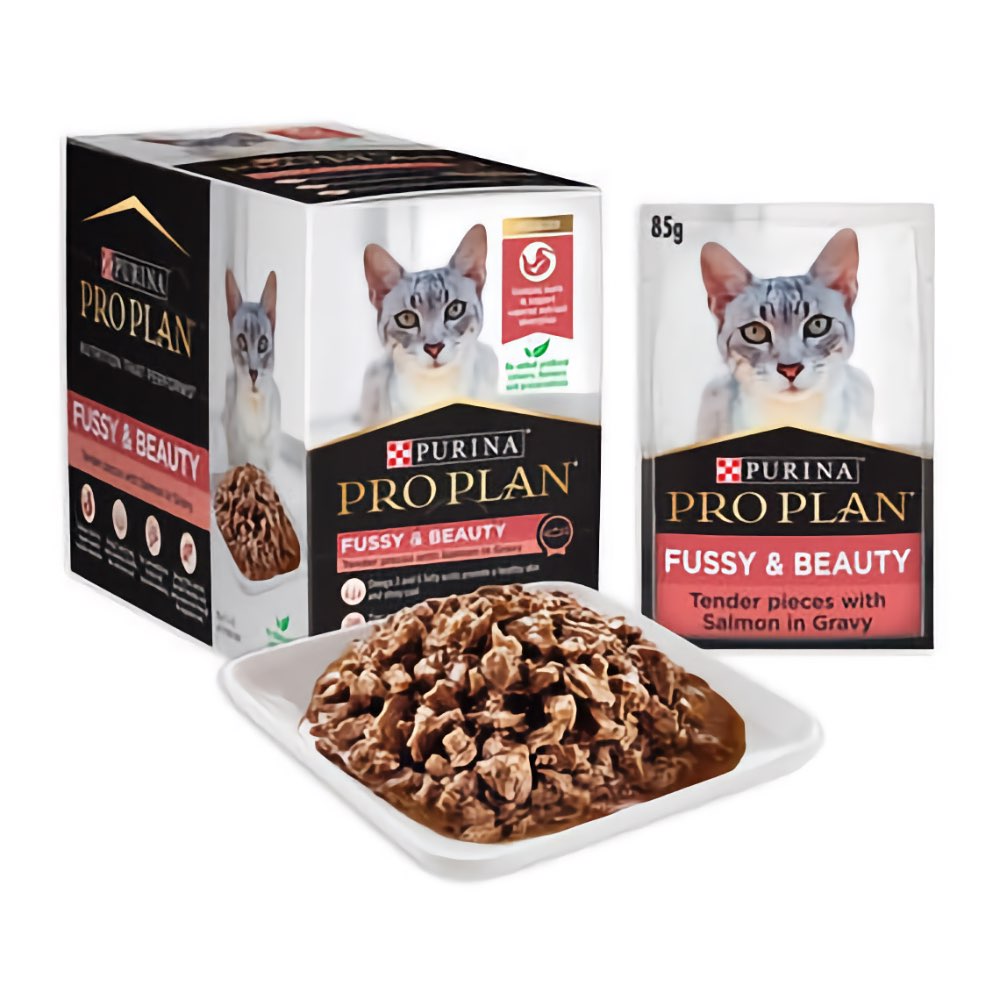 Pro Plan Fussy & Beauty Salmon In Gravy Adult Pouch Cat Food