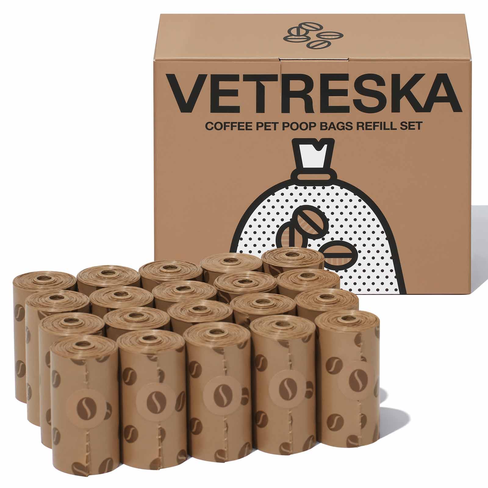 VETRESKA Coffee Scented Dog Poop Bags 300pc | Kohepets