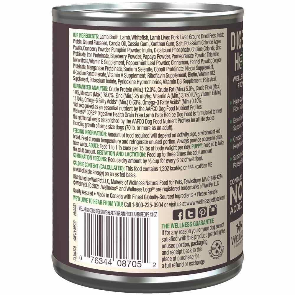 Wellness CORE Digestive Health Lamb GrainFree Canned Dog Food 13oz