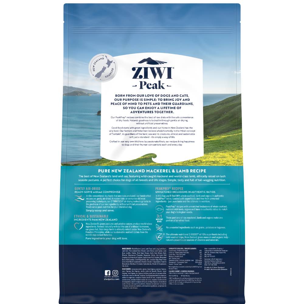 ZiwiPeak AirDried Mackerel & Lamb Dog Food Kohepets