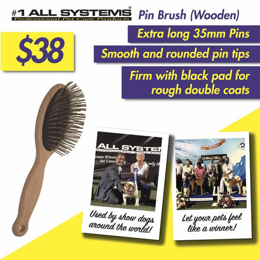 ZZZ #1 All Systems 35mm Pin Wooden Pet Brush (Black Pad) - Kohepets