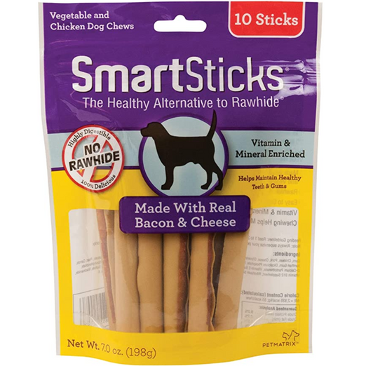SmartBones SmartSticks Bacon and Cheese Dog Chews 10pc - Kohepets