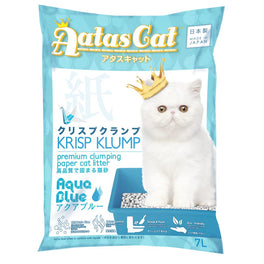 2 FOR $20: Aatas Cat Krisp Klump Paper Cat Litter Aqua Blue 7L - Kohepets