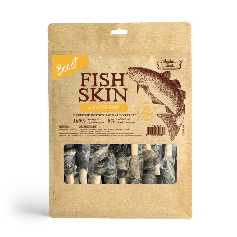 Absolute Bites Super Boost Fish Skin With Cheese Dog Treats