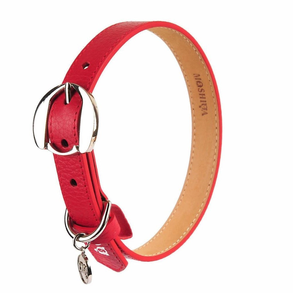 Moshiqa Hachiko Leather Dog Collar (Red) Kohepets