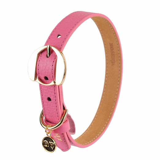 Moshiqa Hachiko Leather Dog Collar (Pink) - Kohepets