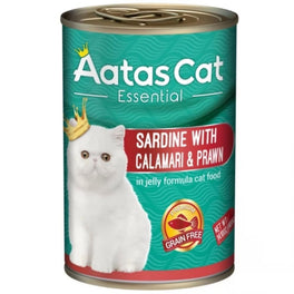 Aatas Cat Essential Sardine With Calamari & Prawn In Jelly Canned Cat Food 400g - Kohepets