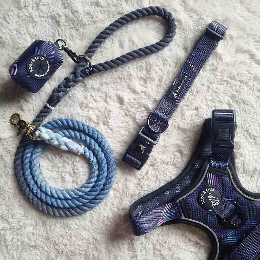 Boss & Olly HandDyed Cotton Rope Dog Leash (Blue) (Made To Order
