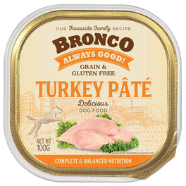 30% OFF: Bronco Turkey Pate Adult Grain-Free Tray Dog Food 100g - Kohepets