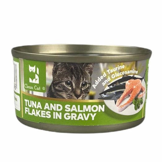 Clean Cat Tuna and Salmon Flakes in Gravy Canned Cat Food 80g - Kohepets