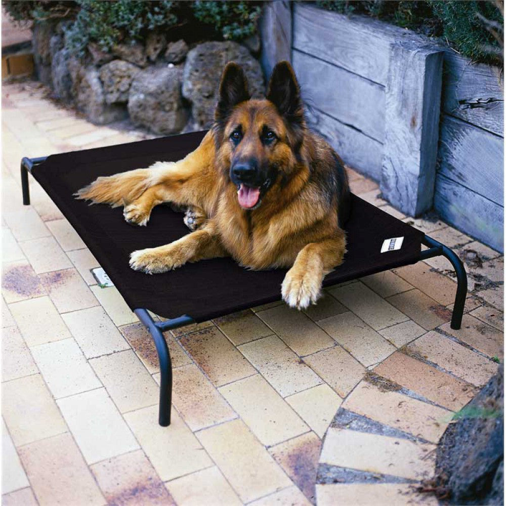 Coolaroo Elevated Knitted Fabric Pet Bed Black Kohepets