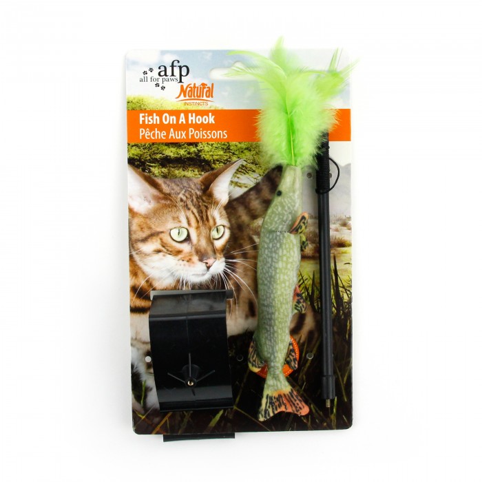cat on fish hook All For Paws Natural Instincts Fish on Hook Cat Toy