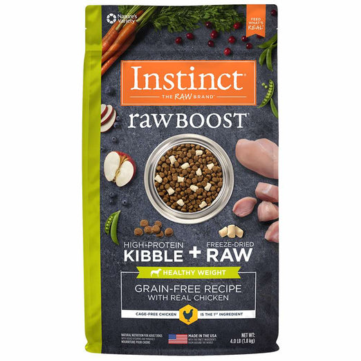 Instinct Raw Boost Healthy Weight Real Chicken Grain-Free Dry Dog Food 4lb - Kohepets