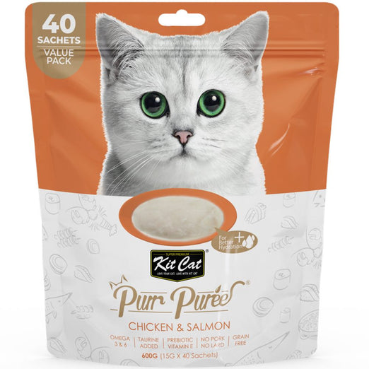 15% OFF: Kit Cat Purr Puree Chicken & Salmon Grain-free Liquid Cat Treats 600g - Kohepets