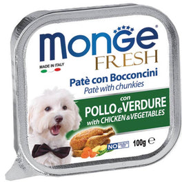 Monge Fresh Chicken & Vegetables Pate with Chunkies Tray Dog Food 100g - Kohepets