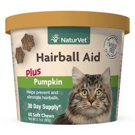 20% OFF: NaturVet Hairball Aid Plus Pumpkin Soft Chew Cat Supplement 60ct - Kohepets