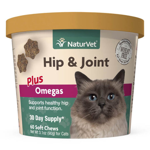 20% OFF: NaturVet Hip & Joint Plus Omegas Soft Chew Cat Supplement 60ct - Kohepets