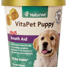 20% OFF: NaturVet VitaPet PUPPY Plus Breath Aid Soft Chew Cup 70 count - Kohepets