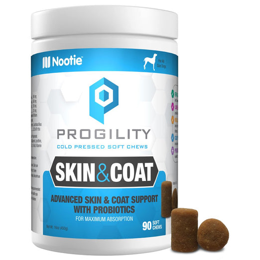Nootie Progility Skin & Coat With Probiotics Soft Chew Dog Supplements 90ct - Kohepets