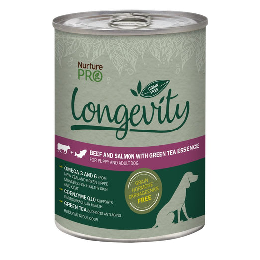 Nurture Pro Longevity Beef & Salmon with Green Tea Essence Grain Free Canned Dog Food 375g - Kohepets