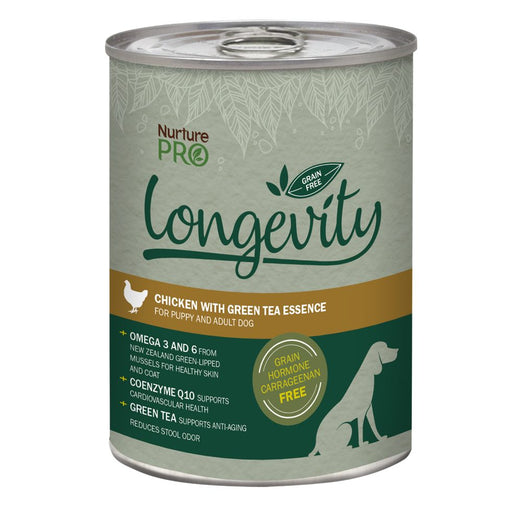 Nurture Pro Longevity Chicken with Green Tea Essence Grain Free Canned Dog Food 375g - Kohepets