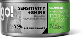 GO! Sensitivity + Shine Grain-Free Freshwater Trout & Salmon Pâté Recipe Canned Cat Food 156g