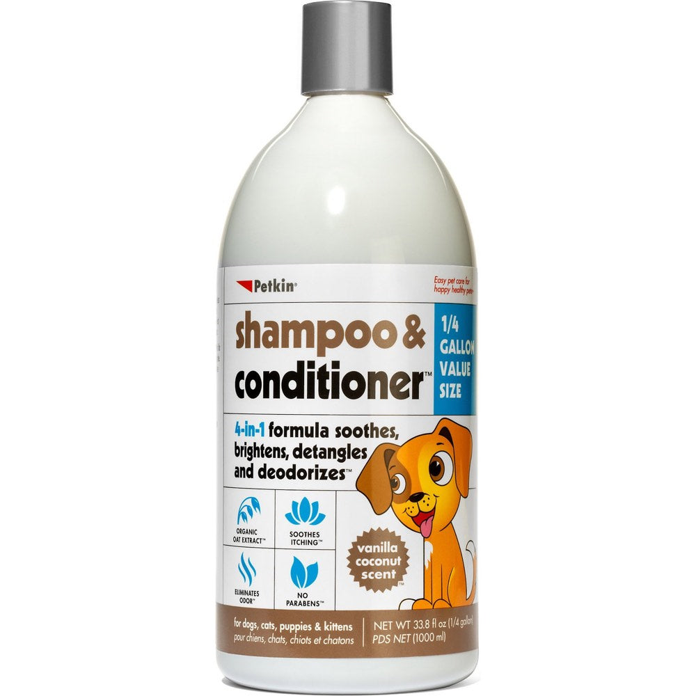Petkin Vanilla Coconut Scent Shampoo & Conditioner For Cats & Dogs 1L