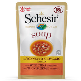Schesir Soup With Wild Tuna & Papaya Grain-Free Pouch Cat Food 85g x 20 - Kohepets