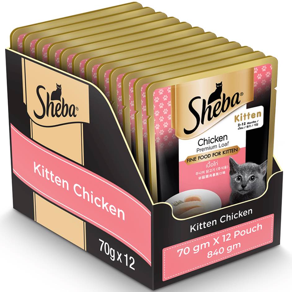 Sheba Chicken Premium Loaf for Kitten Pouch FIne Cat Food 70g