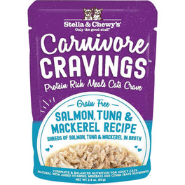 6 FOR $14.75: Stella & Chewy's Carnivore Cravings Salmon, Tuna & Mackerel In Broth Pouch Cat Food 2.8oz - Kohepets
