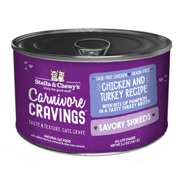 3 FOR $12 (Exp Nov24): Stella & Chewy's Carnivore Cravings Savory Shreds Chicken & Turkey in Broth Grain-Free Canned Cat Food 5.2oz