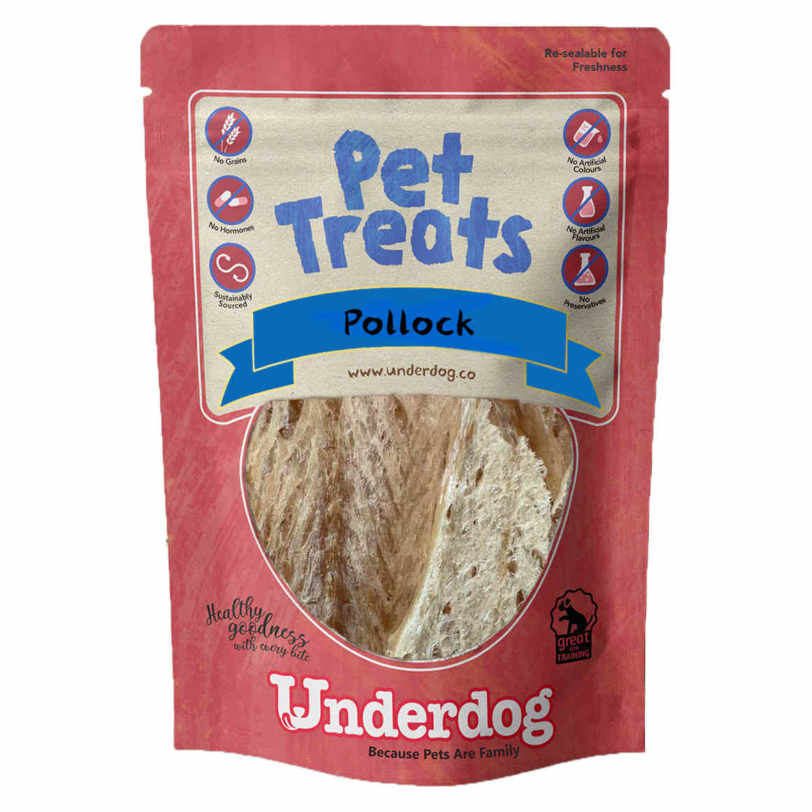 Underdog Pollock Fish Air Dried Dog Treats 80g Kohepets