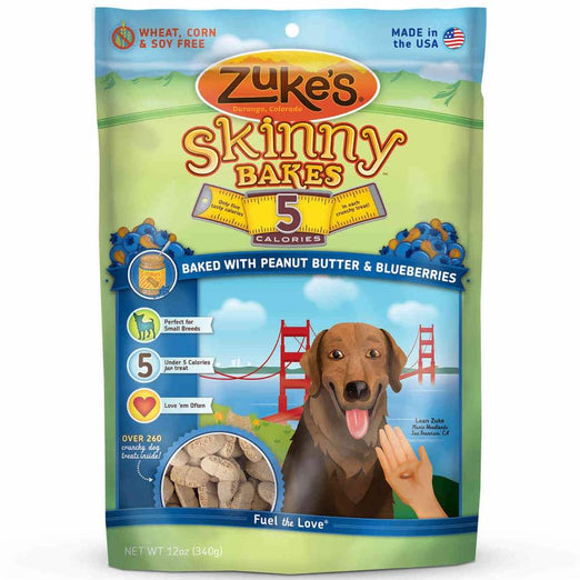 Zuke's Skinny Bakes 5s Peanut Butter & Blueberries Dog Treats 12oz - Kohepets