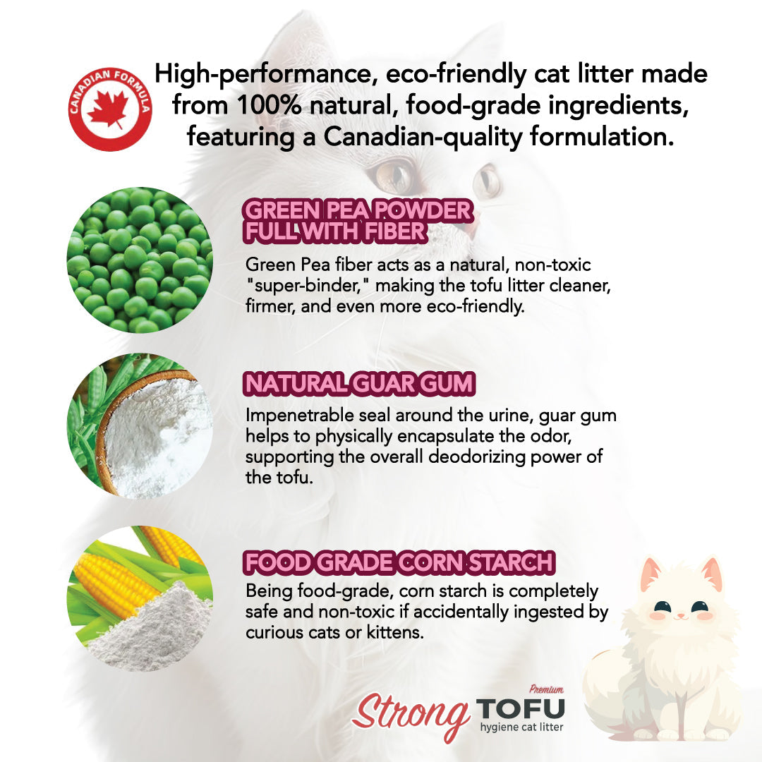Strong Premium Tofu Hygiene Cat Litter With Lemon Fresh Scent 6L