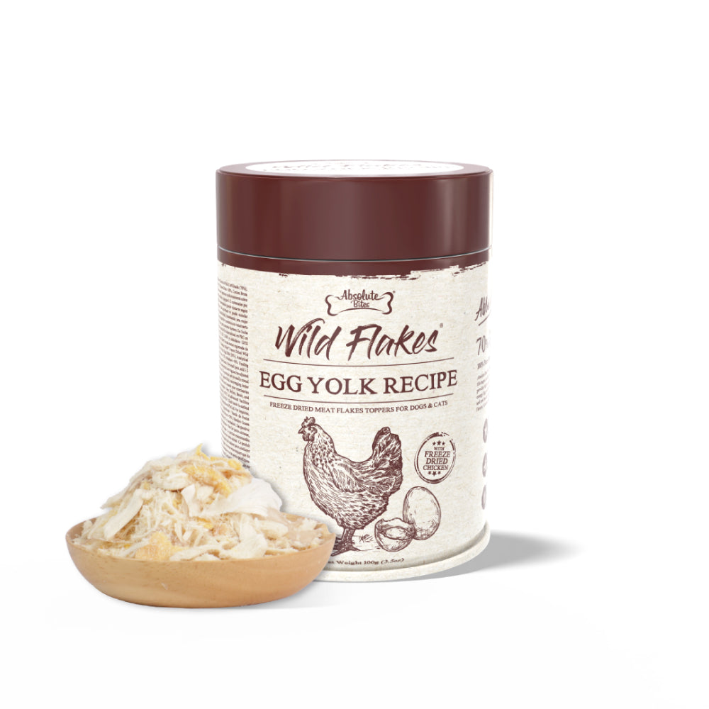 Absolute Bites Egg Yolk with Chicken Freeze Dried Wild Flakes Toppers for Cats & Dogs 100g